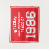 Welcome Class of 1986, Red Reunion Party Decor Tap Wandteppich (Vorderseite)