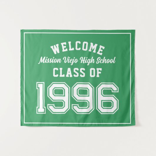 Welcome Class of 1996, Green Reunion Party Decor Wandteppich (Vorderseite (Horizontal))