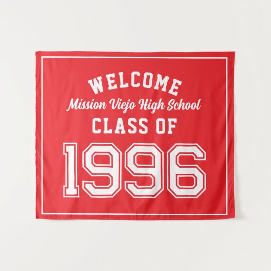 Welcome Class of 1996, Red Reunion Party Decor Tap Wandteppich (Vorderseite (Horizontal))
