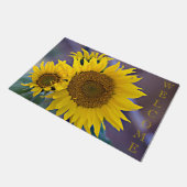 WELCOME Cluster Sonnenblumen Nah-up-Foto Fußmatte (Schrägansicht)