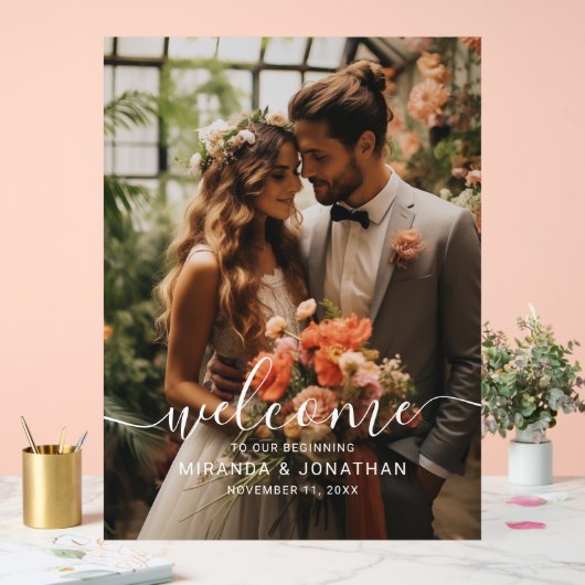 'Welcome' Custom Foto Wedding Acrylschild (Hochzeit)