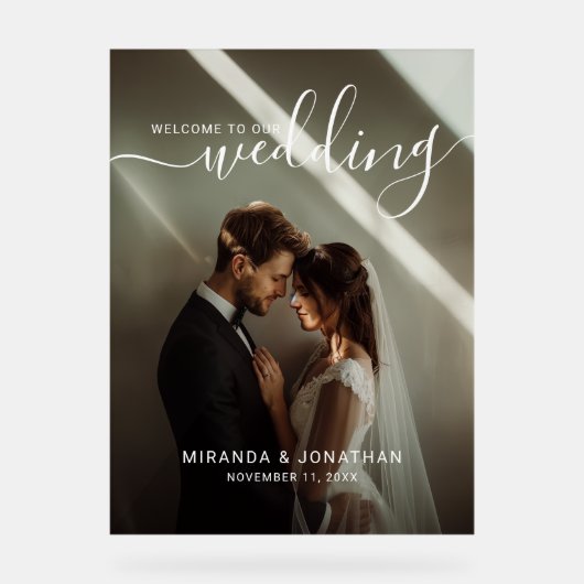 'Welcome' Custom Foto Wedding Foam Board Acrylschild (Vorderseite)