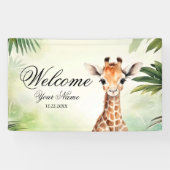 Welcome Cute Giraffe Jungle Baby Shower Party Banner (Horizontal)