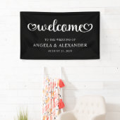 Welcome Cute Hearts Script Wedding Banner (Insitu)