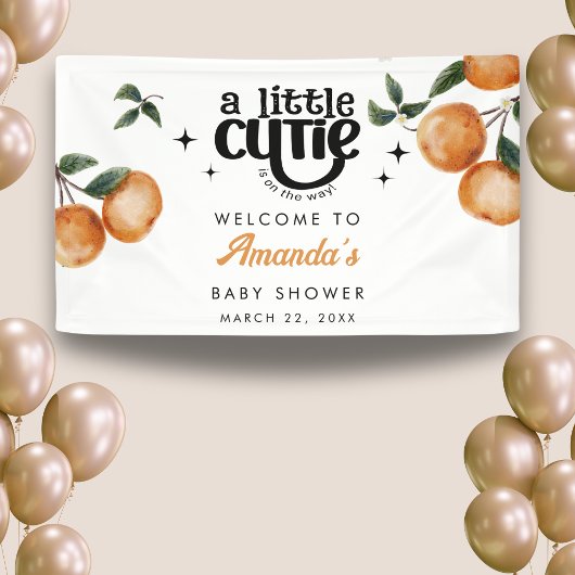 Welcome Cutie Orange Citrus Baby Shower Banner
