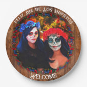 Welcome Dia de Los Muertos Catrinas 1718 Pappteller (Vorderseite)