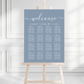 Welcome Dusty Blue 16 Table Wedding Seating Chart Poster