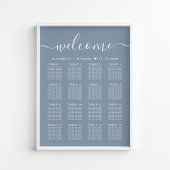 Welcome Dusty Blue 16 Table Wedding Seating Chart Poster