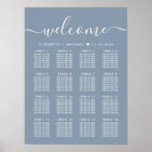 Welcome Dusty Blue 16 Table Wedding Seating Chart Poster (Vorne)