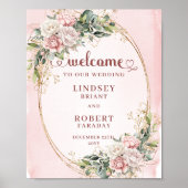 Welcome Dusty Pink Eucalyptus Wedding Sign Art Poster (Vorne)