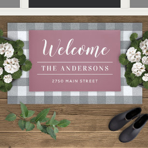 Welcome Dusty Rose Personalisiert Familienname Fußmatte