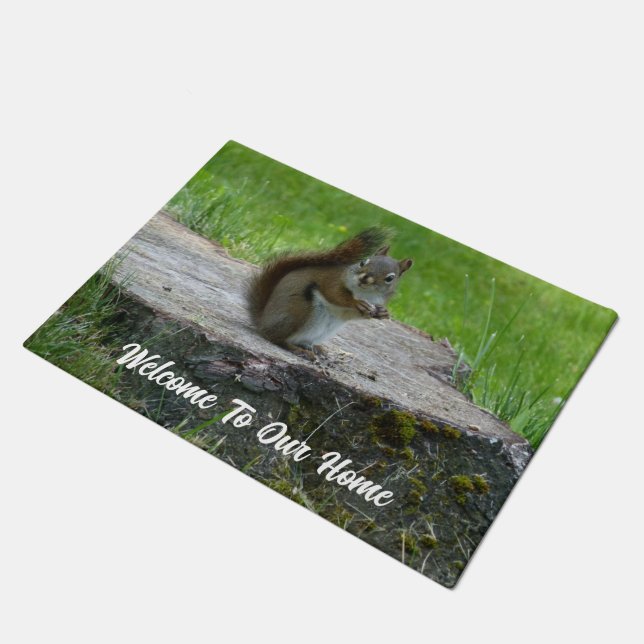 Welcome Eichhörnchen Door Mat Fußmatte (Schrägansicht)