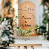"Welcome" Elegant Eucalyptus Wreath Acrylschild