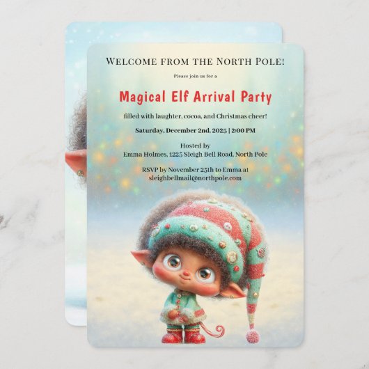 Welcome Elf Party | North Pole Arrival Celebration Einladung (Vorne/Hinten)