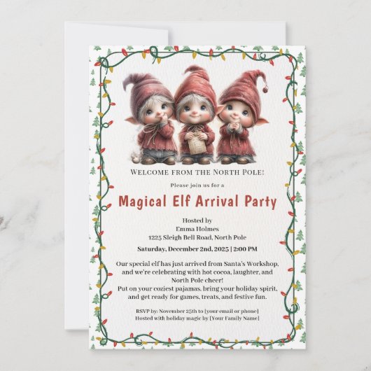 Welcome Elf Party | North Pole Arrival Celebration Einladung (Vorderseite)