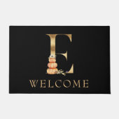 WELCOME Fall Monogram E mit Pumpkin Doormat Fußmatte (Vorderseite)