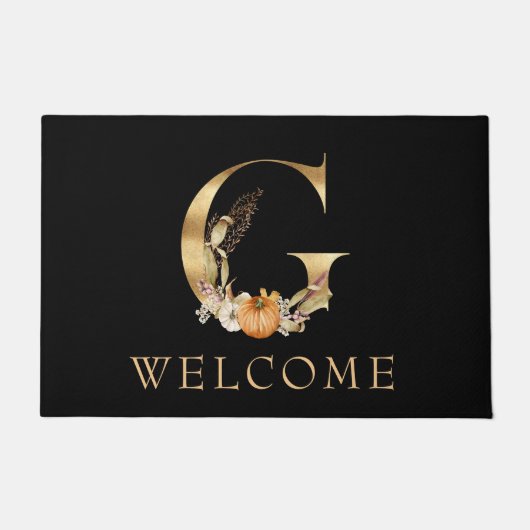 WELCOME Fall Monogram G mit Pumpkin Doormat Fußmatte (Vorderseite)