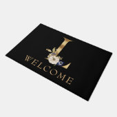 WELCOME Fall Monogram L mit Pumpkin Doormat Fußmatte (Schrägansicht)
