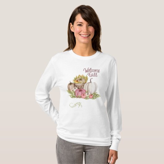 Welcome Fall Pumpkins Blume T-Shirt (Vorne ganz)