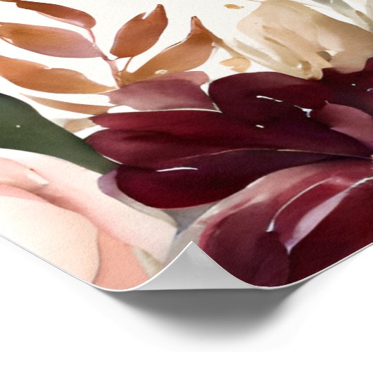 Welcome Fall White Pumpkin Floral Brautparty Poster (Ecke)