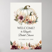 Welcome Fall White Pumpkin Floral Brautparty Poster (Vorne)