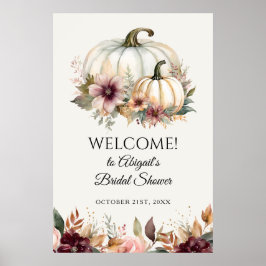 Welcome Fall White Pumpkin Floral Brautparty Poster