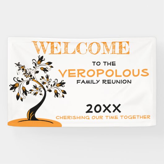 Welcome Family Wiedersehen Modern Orange Blumenbau Banner (Horizontal)