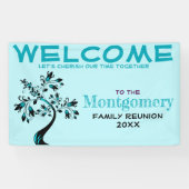 Welcome Family Wiedersehen Moderne Aquamarine Tree Banner (Horizontal)