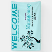 Welcome Family Wiedersehen Moderne Aquamarine Tree Banner (Vertikal)