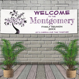 Welcome Family Wiedersehen Moderne, trendige Lila  Banner