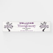 Welcome Family Wiedersehen Moderner Lila Baum Banner (Horizontal)