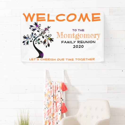 Welcome Family Wiedersehen Personalisierte Farbbau Banner (Insitu)