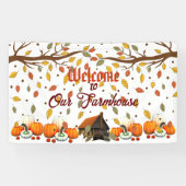 Welcome Farmhouse Tree Branch Orange White Pumpkin Banner (Horizontal)