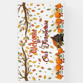 Welcome Farmhouse Tree Branch Orange White Pumpkin Banner (Vertikal)
