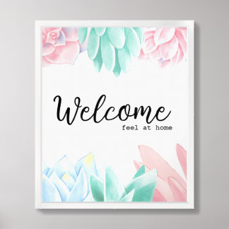 "Welcome Fee auf Zuhause - Succulent Watercolor Ar Poster