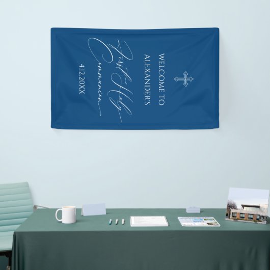 WELCOME FIRST COMMUNION banner custom BLUE (Messeveranstaltung)