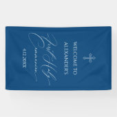 WELCOME FIRST COMMUNION banner custom BLUE (Horizontal)