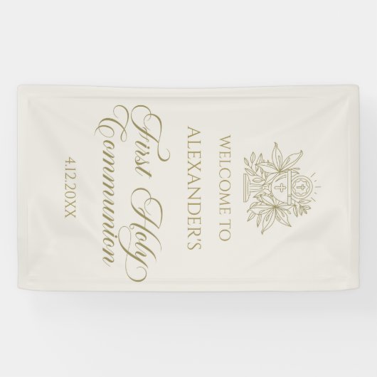 WELCOME FIRST COMMUNION banner custom marfil (Horizontal)