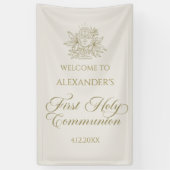 WELCOME FIRST COMMUNION banner custom marfil (Vertikal)