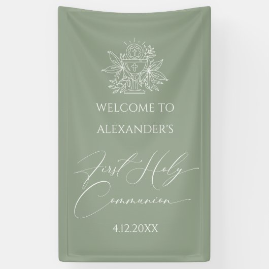 WELCOME FIRST COMMUNION banner custom Sage (Vertikal)