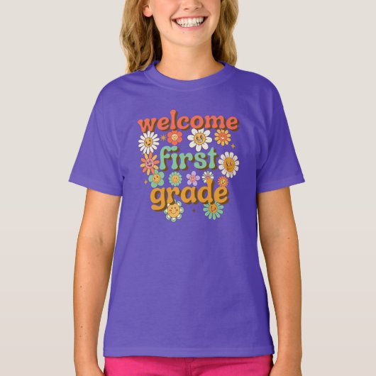 WELCOME FIRST GRADE FIRST DAY OF SCHOOL BACK T-Shirt (Vorderseite)