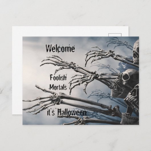 Welcome Foolish Mortals Zombie Skeleton Beängstige Postkarte (Vorne/Hinten)