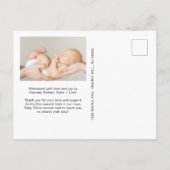 Welcome Foto Birth Ankündigungspostkarte (Rückseite)