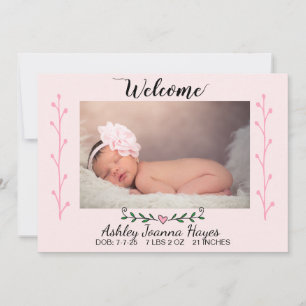 Welcome Foto Neuborn Baby Girl Ankündigung