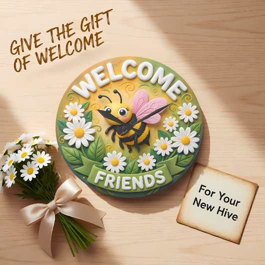 Welcome Friends Honey Bee Spring Große Wanduhr