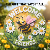 Welcome Friends Honey Bee Spring Große Wanduhr