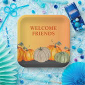 Welcome Friends Pumpkins Herbstfarben Pappteller (Party)