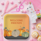 Welcome Friends Pumpkins Herbstfarben Pappteller (Party)