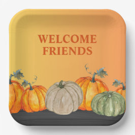 Welcome Friends Pumpkins Herbstfarben Pappteller