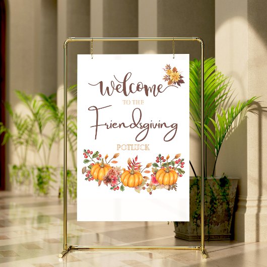 Welcome Friendsgiving Potluck Autumn Celebration Poster